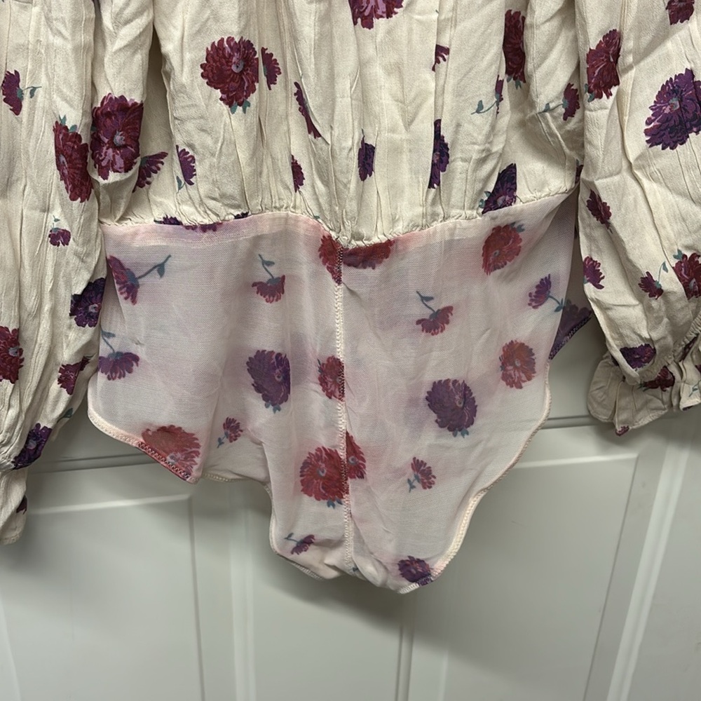 Free People Poppy Printed Bodysuit in Cream. - - Picture 5 of 5